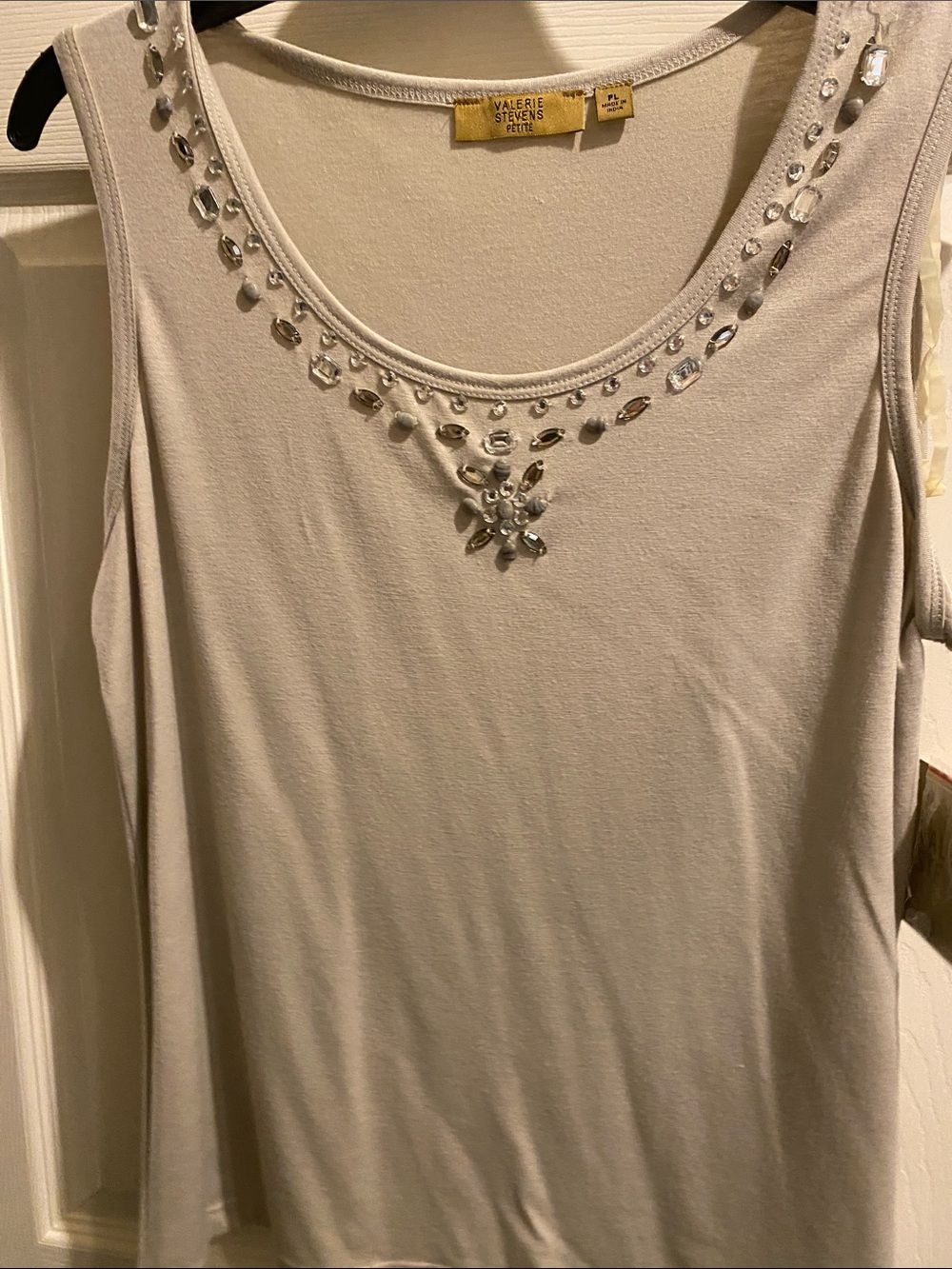 Valerie Stevens Beaded Scoop Neck Tank - Cream